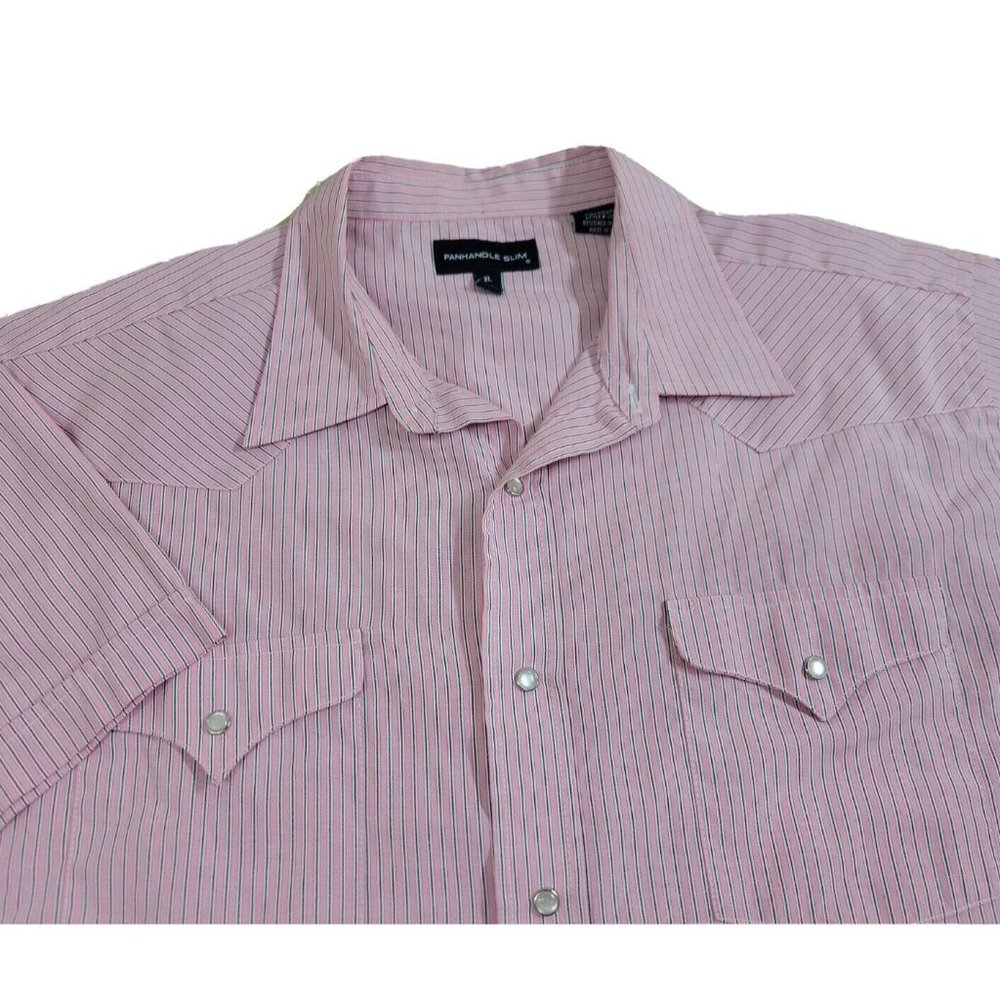 Panhandle Slim XL Men's 17.5 Casual Button Shirt Western Pearl Snap Pocket Pink